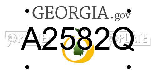 A2582Q Georgia License Plate
