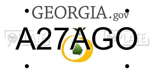 A27AGO Georgia License Plate