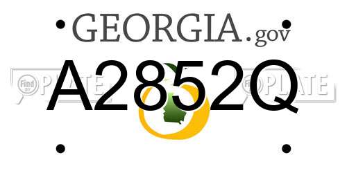 A2852Q Georgia License Plate