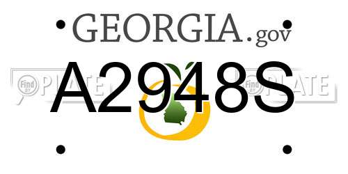 A2948S Georgia License Plate