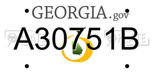 A30751B Georgia License Plate