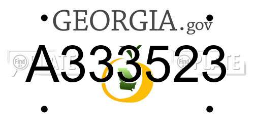 A333523 Georgia License Plate