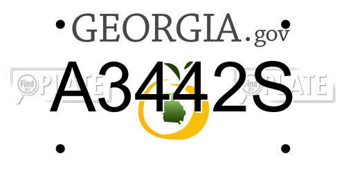 A3442S Georgia License Plate
