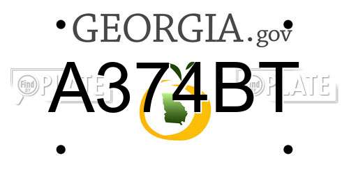 A374BT Georgia License Plate
