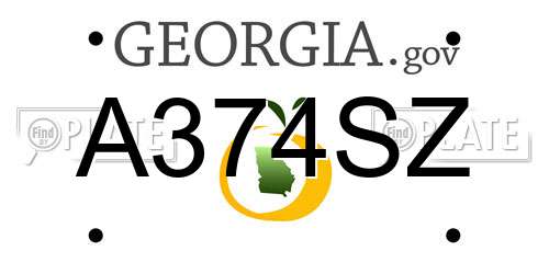 A374SZ Georgia License Plate