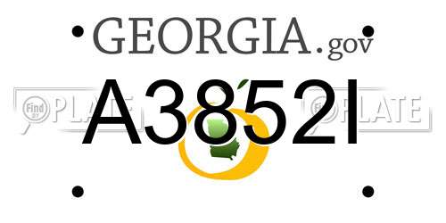A3852I Georgia License Plate