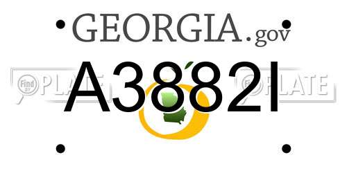 A3882I Georgia License Plate