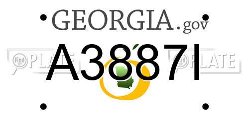 A3887I Georgia License Plate