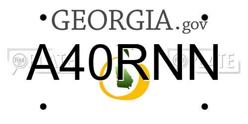 A40RNN Georgia License Plate