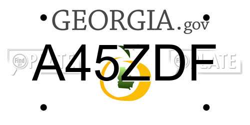 A45ZDF Georgia License Plate