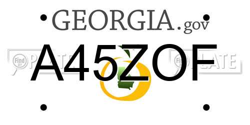 A45ZOF Georgia License Plate