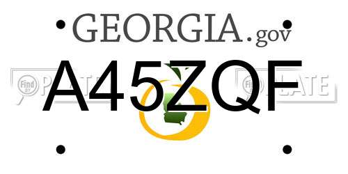 A45ZQF Georgia License Plate