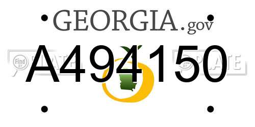 A494150 Georgia License Plate