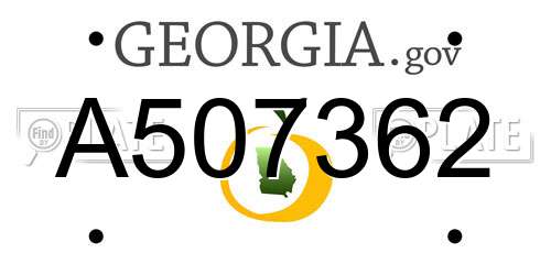 A507362 Georgia License Plate