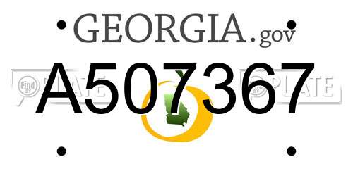A507367 Georgia License Plate