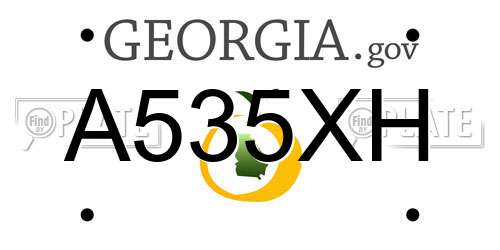 A535XH Georgia License Plate
