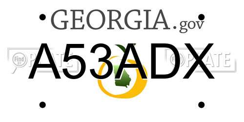 A53ADX Georgia License Plate