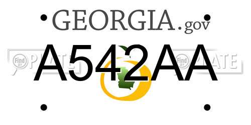 A542AA Georgia License Plate