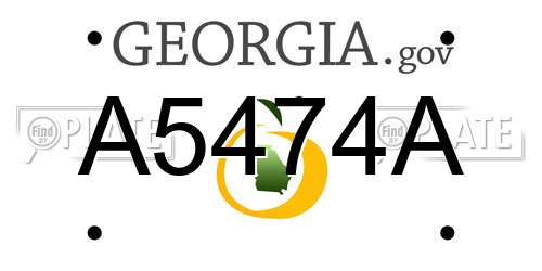 A5474A Georgia License Plate