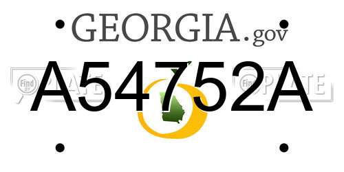 A54752A Georgia License Plate