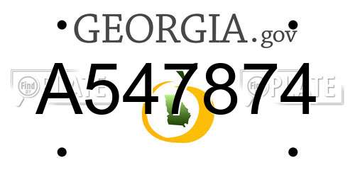 A547874 Georgia License Plate