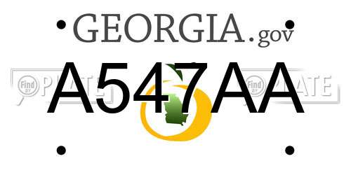A547AA Georgia License Plate