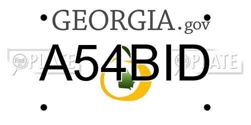 A54BID Georgia License Plate