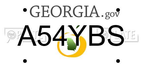 A54YBS Georgia License Plate