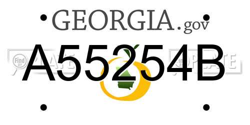 A55254B Georgia License Plate