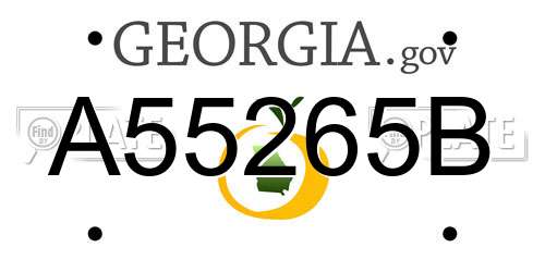 A55265B Georgia License Plate