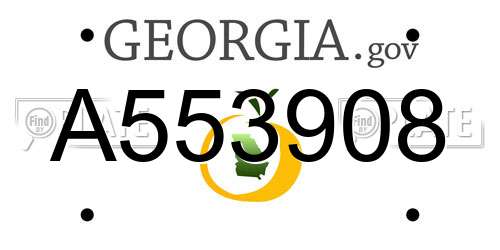 A553908 Georgia License Plate
