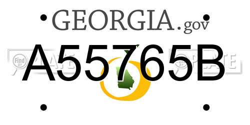 A55765B Georgia License Plate