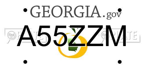 A55ZZM Georgia License Plate