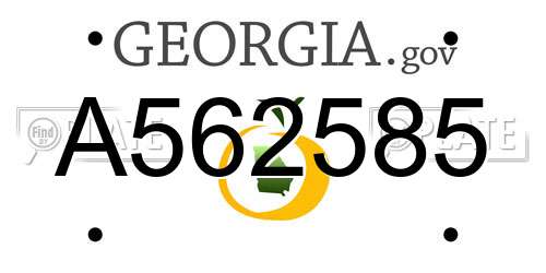 A562585 Georgia License Plate