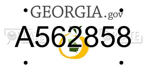 A562858 Georgia License Plate
