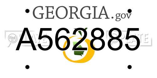 A562885 Georgia License Plate