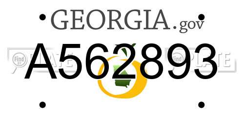 A562893 Georgia License Plate