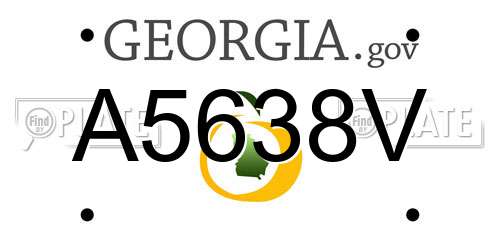 A5638V Georgia License Plate