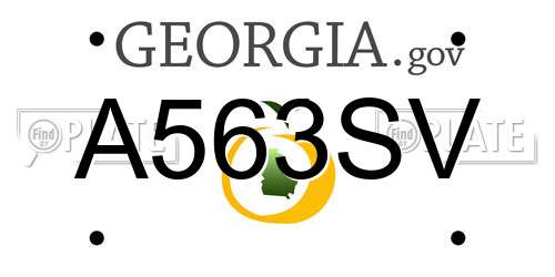 A563SV Georgia License Plate