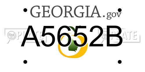A5652B Georgia License Plate