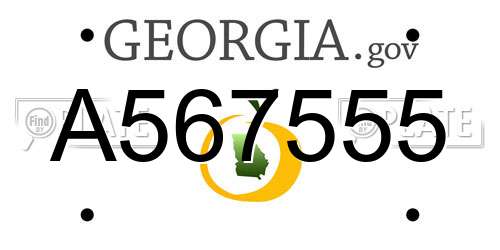 A567555 Georgia License Plate