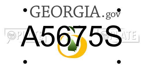A5675S Georgia License Plate