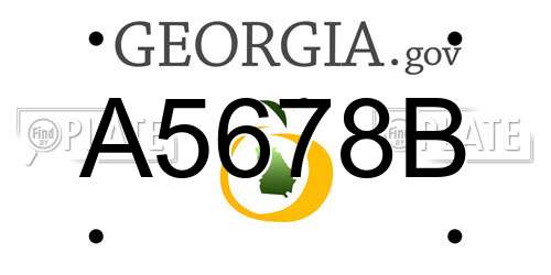 A5678B Georgia License Plate