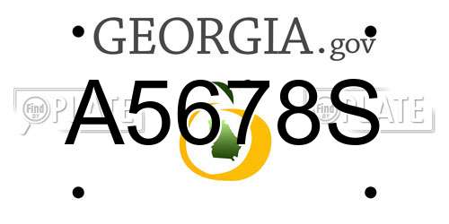 A5678S Georgia License Plate