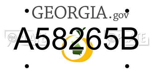 A58265B Georgia License Plate