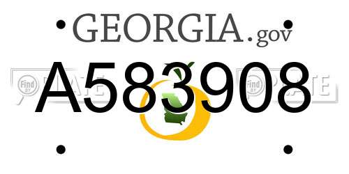 A583908 Georgia License Plate