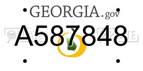 A587848 Georgia License Plate
