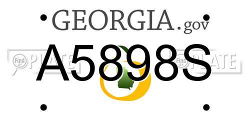 A5898S Georgia License Plate