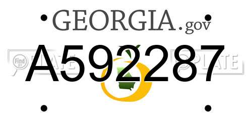 A592287 Georgia License Plate