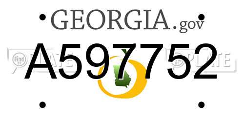 A597752 Georgia License Plate